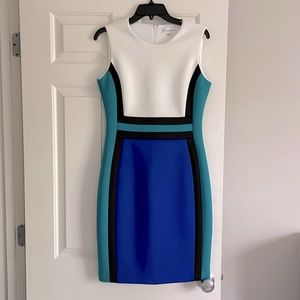 Calvin Klein, size 8, colorblock blue dress